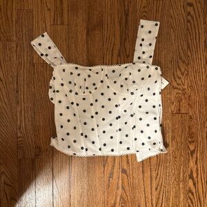 White Polka Dot Bustier Top